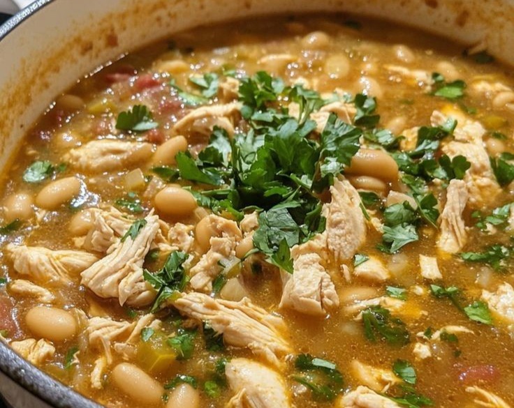 Family Flavor Healthy White Chicken Chili Dinner Recipe serving